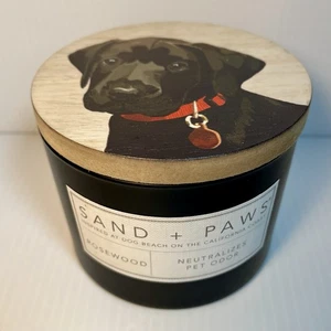Tarro decorativo Sand & Paws vela NEGRO LABORATORIO CACHORRO cera de soja 12 oz mecha de algodón sin usar - Imagen 1 de 9