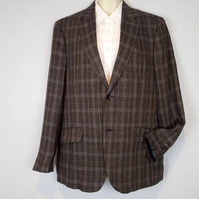ETRO Plaid 100% Linen Sport Blazer Brown Multi Size 52 IT/42 US - Image 1 of 4