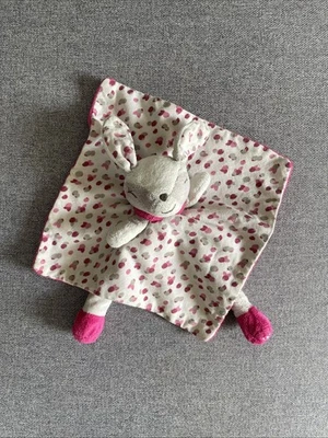 Doudou plat faon lapin rose blanc OBAÏBI - Photo 1/4