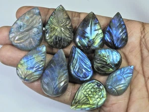 316Cts. Lote de 10 piezas de piedras preciosas sueltas cabujón pera tallada en labradorita natural - Imagen 1 de 6