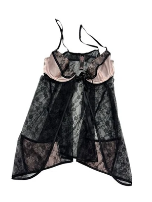 VICTORIA SECRET LINGERIE/TEDDY 34B NWOT Coquette Baby Doll Open Front Tie - Image 1 of 4