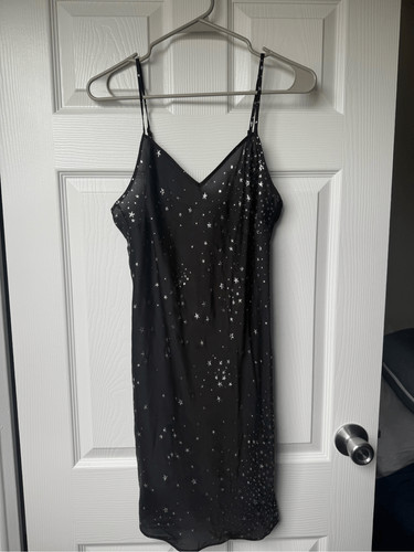 UNDERCOVER Abito Victoria's Secret Slip Nero Argento Scintillante Stelle Lingerie Medium Night Ou