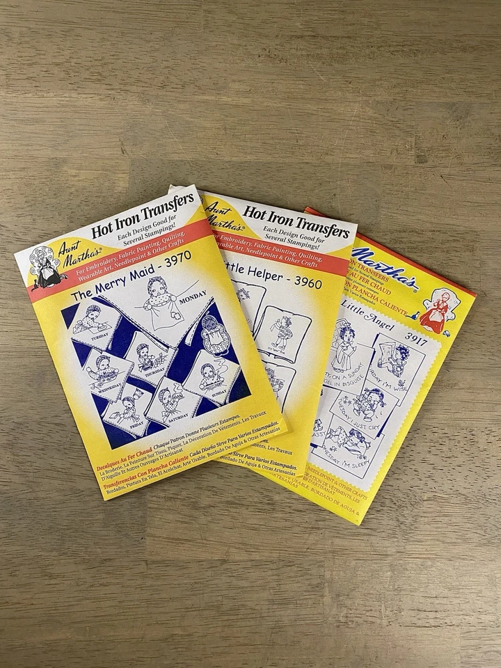 Aunt Martha's Hot Iron Transfer Merry Maid Little Helper Little Angle 3 VTG - Image 1 of 4