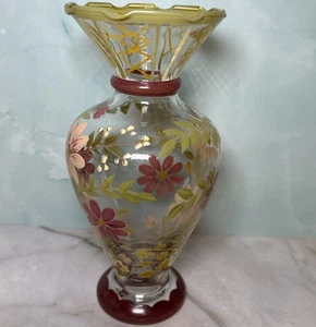 "Florero vintage victoriano Tracy Porter pintado a mano con borde con volantes de 6,5"" de alto" - Imagen 1 de 3