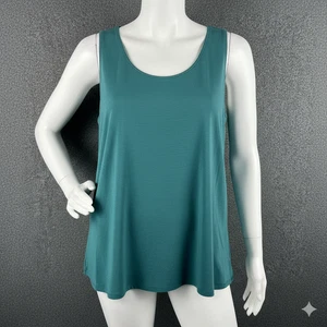 Eileen Fisher Woman Teal Green Jersey Sleeveless Tank Top XL Basics Capsule - Picture 1 of 8