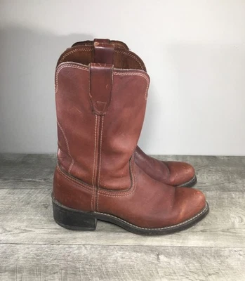 Botas vaqueras de cuero occidental para motociclista motociclista para hombre talla 8 vintage Foto 1 de 4