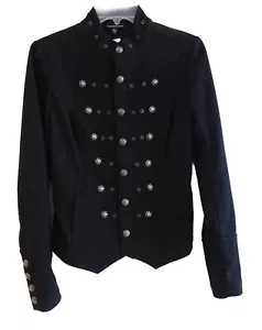 NWT Royal Undergound Black Denim Military Style Short Embelished Jacket SZ XS - Picture 1 of 8