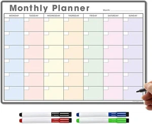 A3 Fridge Calendar, Magnetic Monthly Planner Whiteboard Dry Wipe Meal Planner  - Picture 1 of 42