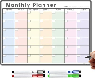 A3 Fridge Calendar, Magnetic Monthly Planner Whiteboard Dry Wipe Meal Planner  - Image 1 of 4