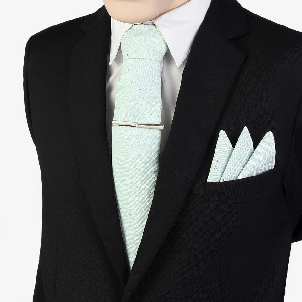 Hombres Brillante 8 CM Ancho Corbata Pañuelo Barra de Corbata Clip Bolsillo Cuadrado Conjunto de Negocios Foto 1 de 3