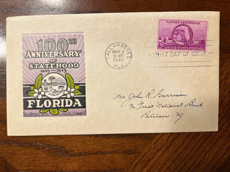 u.s. first day covers 1940 s - Scott 927 - Florida Centennial - Image 1 of 1