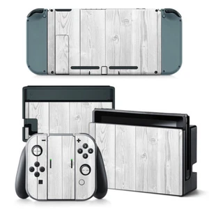 Nintendo Switch Skin Design Foils Aufkleber Schutzfolien Set - White Wood Motiv - Picture 1 of 1