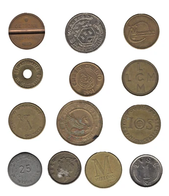 Mixed Lot of 12 Old Tokens – Vintage Token Collection Bulk Lot - Image 1 of 4
