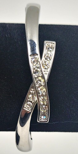 VALENTINO Bracciale chiusura magnetica con cerniera tono argento vintage anni 80 con cristalli multicolore