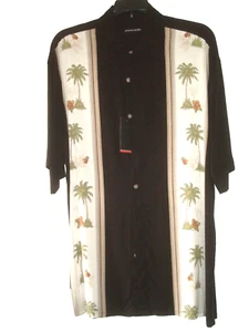 Camisa Hawaiana Para Hombre Negra Tropical Talla Mediana Pierre Cardin NUEVA - Imagen 1 de 2