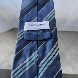 GIORGIO ARMANI Silk Necktie ITALY Luxury Designer STRIPED Blue /Multi Preppy - Picture 1 of 7