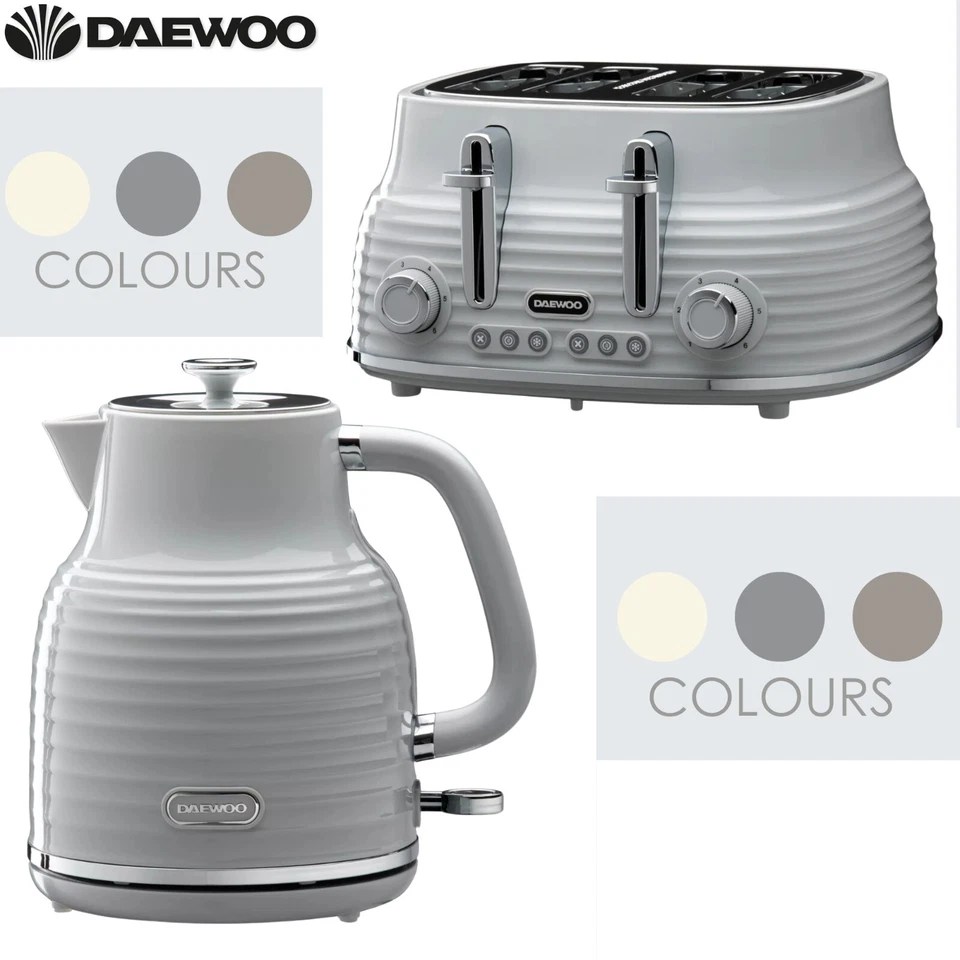 Daewoo Sienna Jug Kettle & 4 Slice Toaster Set 1.7L Rapid Boil Cordless - Image 1 of 2