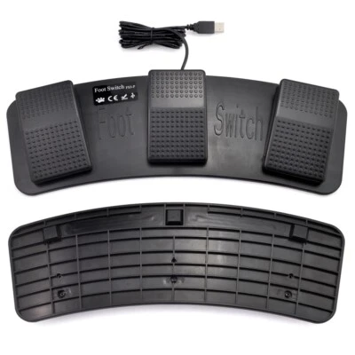 Mechanical USB Foot Control Action Three 3 Triple Switch Pedal HID Game PC Media - Image 1 of 4