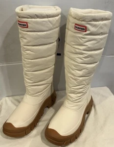 Botas de Nieve Hunter Para Mujer Intrepid Altas, Blancas, Impermeables Bungee PullOn Talla 7 - Imagen 1 de 14