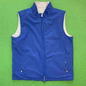 Peter Millar Crown Reversible Soft Golf Vest 2-Way Full Zip Gray Blue Size Large - Picture 1 of 8
