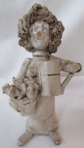 DINO BENCINI ITALY SIGNED CLAY WOMAN WITH FLOWERS FIGURINE - AS IS - Picture 1 of 9