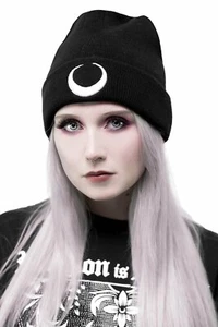 Killstar Luna Crescent Moon Goth Punk Witch Knit Winter Beanie Hat K-HAT-U-1184 - Picture 1 of 4