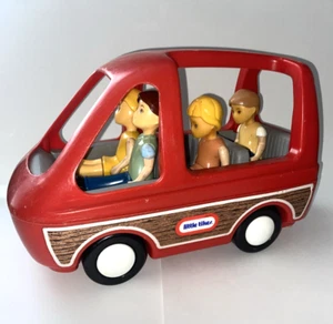 Vintage Little Tikes Dollhouse Family Red Mini Van w/ Mom Dad Sister Brother - Picture 1 of 11
