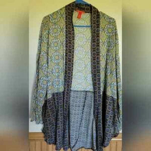 Chelsea & Violet Open Front Color Block Boho Long Sleeve Cardigan - Picture 1 of 5