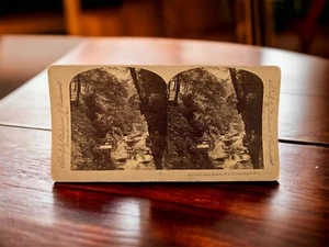 Tarjeta estereográfica Pluto Falls Cathedral Watkins Glen Nueva York Gruta de Hadas diapositiva 3D - Imagen 1 de 8