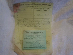 1915 CHICAGO & NORTHWESTERN RAILROAD TRAIN ORDER #33 + RELEASE,Adams,Clyman,Wi - Picture 1 of 3