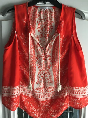 Blusa Top Collective Concepts para mujer talla Corbata frontal con estampado multicolor SP fluida Foto 1 de 4