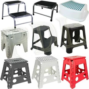 Small/Large Plastic Folding Step Stool Foldable Multi Purpose Dual Step Stool - Picture 1 of 21