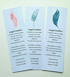 In Loving Memory Funeral Memorial Bookmarks - 12 PACK personalised - Picture 1 of 15