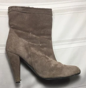 ZARA BASIC Collection Ankle Boots SZ 38 Brown Suede Heels Slip On Made Spain - Picture 1 of 9