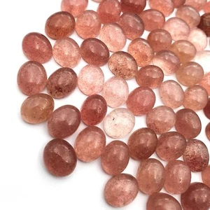 Natural Strawberry Quartz Oval Cabochon Loose Gemstone Lot 23 Pcs 10*14 mm 124CT - Picture 1 of 5