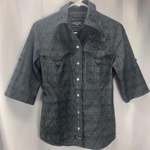 Fender Custom Shop Pearl Snap Shirt by Rock & Roll Religion Womans Fitted - Picture 1 of 12
