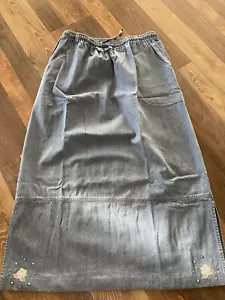Falda midi lápiz denim cambray para mujer talla 26 adornada vintage - Imagen 1 de 10