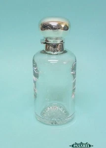 English Sterling Silver Mounted Glass Perfume Scent Bottle - Picture 1 of 3