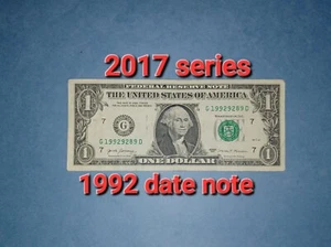 US $1 ONE DOLLAR BILL, Fancy Number, Birthday/Anniversary Note 1992 - Picture 1 of 2