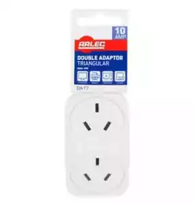 2400w Double Adaptor Triangular 2 Socket White Outlet Power Board Splitter 10amp - Picture 1 of 2