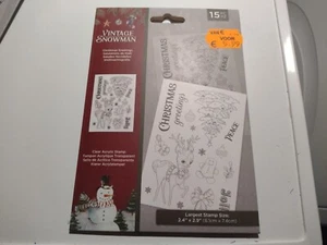 SELLOS CLAROS DE COLECCIÓN SALUDOS DE NAVIDAD MUÑECO DE NIEVE 2,4X2,9 PULGADAS NUEVOS - Imagen 1 de 2