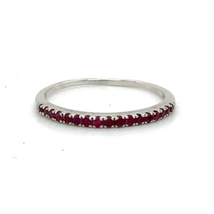 LE VIAN LADIES STACKABLE RUBY RING 14K WHITE GOLD ANNIVERSRY BAND NATURAL - Picture 1 of 3