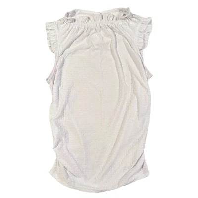 Olivia Blu Maternity White Dot Tank Top Small Ruched Sides Flutter Sleeves EUC - Image 1 of 4