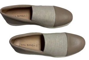 Mocasín sin cordones Via Spiga Raine neutro talla EE. UU. 9,5 cuero nuevo - Imagen 1 de 14