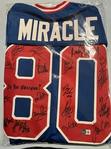Best Price -1980 Miracle on Ice Team USA signiertes blaues Trikot mit 18 Sigs - Beckett - Bild 1 von 2