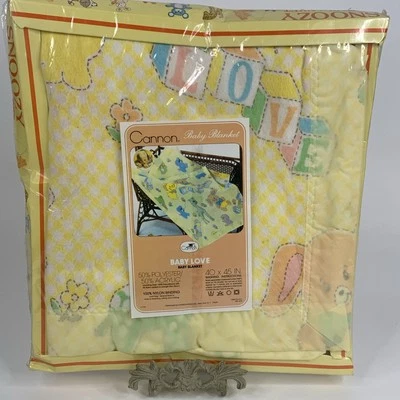 VTG NOS Cannon Satin Trim Baby Love Blanket Elephant Giraffe USA 40 x 45 *READ* - Image 1 of 4