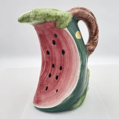 Jarra jarra rebanada de sandía Ceramiche di Bassano hecha a mano cerámica Italia Foto 1 de 4