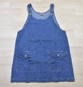 Y2K 90s Denim Jumper Dress Faded Glory Pockets Americana VTG - Picture 1 of 5