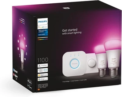 Philips Hue White & Color Ambiance Starter Set mit E27 Lampen 2-er Pack (1100) - Bild 1 von 4