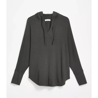 Lou & Grey LOFT Size XL Olive Green Softblend Lite Split Neck Hoodie Sweatshirt - Image 1 of 4